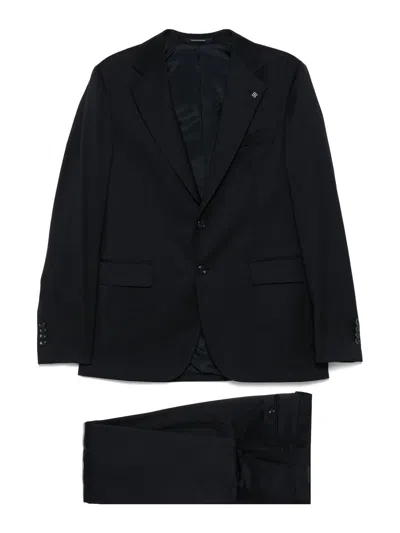Tagliatore Tailored Prussian Blue Wool Suit In Black