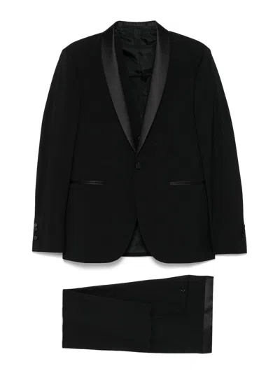 TAGLIATORE BLACK SUIT WITH VEST JACKET AND TROUSERS
