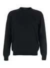 Tagliatore Black Sweater With Ribbed Design In Wool Man In Black
