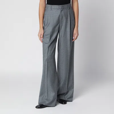 Tagliatore Black Virgin Wool Trousers In Blue