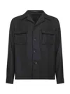 Tagliatore Black Virgin Wool Twill Gbarrow Overshirt In Black