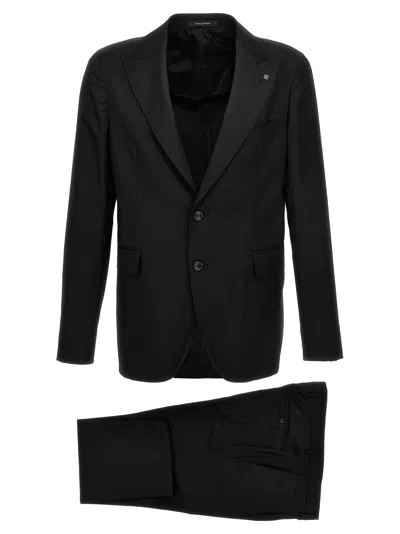 Tagliatore Black Virgin Wool Two-piece Men's Suit In Multi