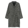 Tagliatore Herringbone Pattern Mid-length Coat Belted