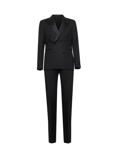 Tagliatore Black Wool And Silk Bruce Tuxedo Suit