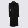 Tagliatore Long Double-breasted Coat Structured Shoulders In Black
