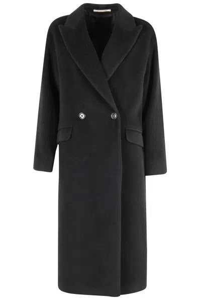 TAGLIATORE BLACK WOOL DOUBLE-BREASTED OVERSIZED LINDEN COAT