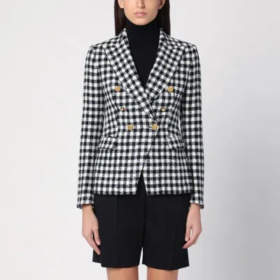 TAGLIATORE TAGLIATORE  BLACK/WHITE DOUBLE-BREASTED CHECKED JACKET