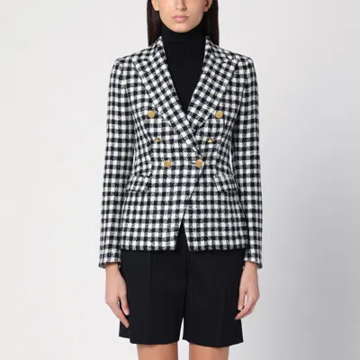 TAGLIATORE TAGLIATORE BLACK/WHITE DOUBLE-BREASTED CHECKED JACKET