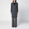 Tagliatore Black/white Wool Blend Single-breasted Coat In Black