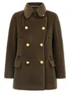 Tagliatore Classic Double-breasted Coat Flap Pockets In Brown