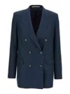Tagliatore Tailored Jacket With Structured Shoulders And Vent In Blue