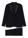 Tagliatore Blue Tailored Suit With Satin Lapel And Shoulders In Blue