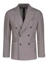 Tagliatore Double-breasted Wool And Silk Jacket In Gray