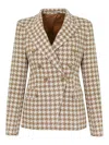 Tagliatore Alicya Houndstooth Wool Jacket In Brown