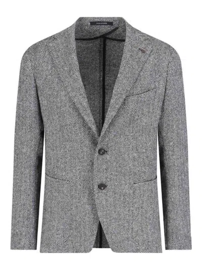 Tagliatore Cut-off Turple One-breasted Cashmere Blend Jacket In Gray