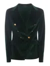 Tagliatore Jalicya Velvet Double-breasted Blazer In Dark Green
