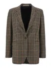 Tagliatore Checked Pattern Wool Jacket Front Pockets In Brown