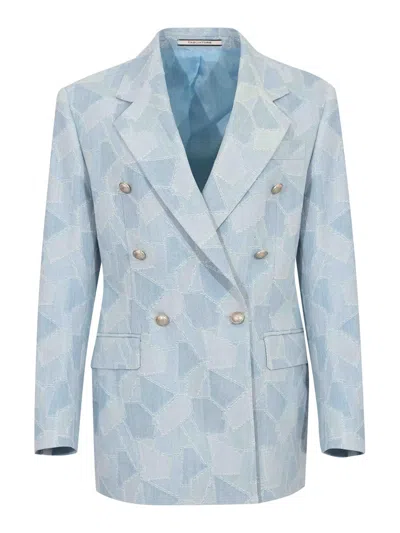 Tagliatore Loreley Jacket In Cotton Denim In Blue