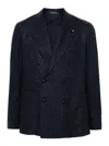 Tagliatore Double-breasted Wool Blend Jacket In Black