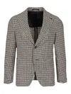 Tagliatore Houndstooth Single-breasted Jacket In Gray