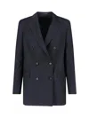 Tagliatore Double Breasted Blazer Button Detailing Notched Lapels In Blue