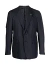 Tagliatore Herringbone Single-breasted Button Blazer In Blue