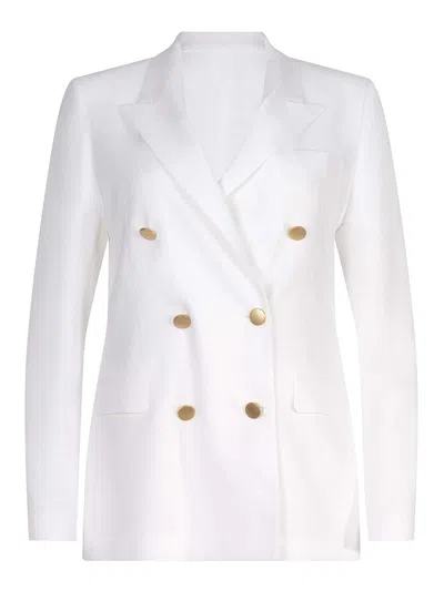 Tagliatore Tailored Coat Knee Length Double Breasted In White