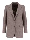 Tagliatore Structured Blazer With Notch Lapel And Back Vent In Brown