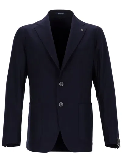 Tagliatore Dark Navy Single Breasted Blazer In Blue