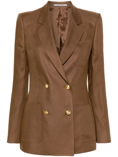 Tagliatore Nayade Linen Blazer In Brown