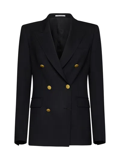 Tagliatore Parigi Gabardine Double Breasted Blazer In Black