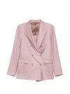 Tagliatore Double-breasted Pink Wool Blazer In Pink