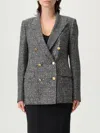 Tagliatore Jasmine Check-patterned Double-breasted Blazer In Gray