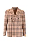 Tagliatore Blazers Check Double-breasted Structured Shoulders In Beige