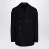 Tagliatore Blue Wool Blend Short Double-breasted Coat In Blue