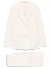 Tagliatore Double-breasted Blazer With Flared Trousers In Textured Fabric In White