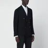 Tagliatore Blue Wool-blend Double-breasted Jacket In Black
