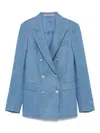 Tagliatore Double-breasted Cotton Jacket With Structured Shoulders In Blue