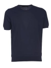 Tagliatore Indigo Blue Crew Neck Short-sleeve T-shirt In Blue