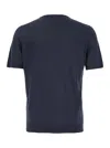 Tagliatore Blue Crewneck T-shirt With Ribbed Edges In Blue