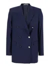 Tagliatore Blue Double-breasted Jacket With Classic Lapels In Multicolor