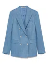 Tagliatore Double-breasted Cotton Jacket With Structured Shoulders In Blue
