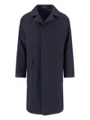 Tagliatore Blue Jacket With Classic Collar And Concealed Button Placket In Blue