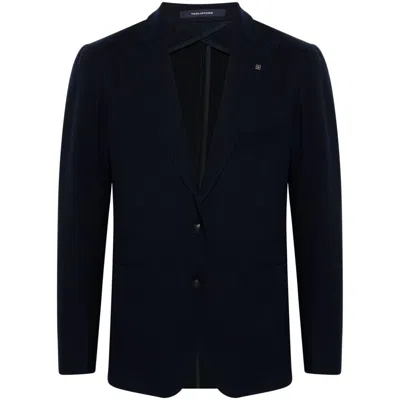 Tagliatore Notched-lapels Single-breasted Blazer In Blue