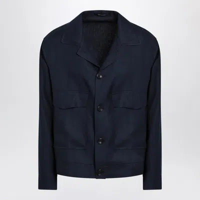 TAGLIATORE TAGLIATORE  BLUE LINEN JACKET