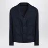 Tagliatore Blue Linen Short Blouson In Blue