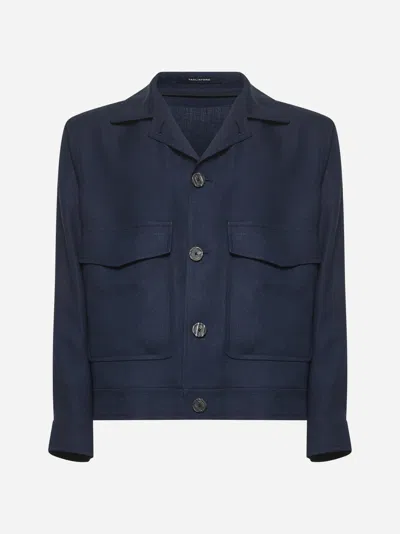 TAGLIATORE BLUE LINEN SHORT BLOUSON