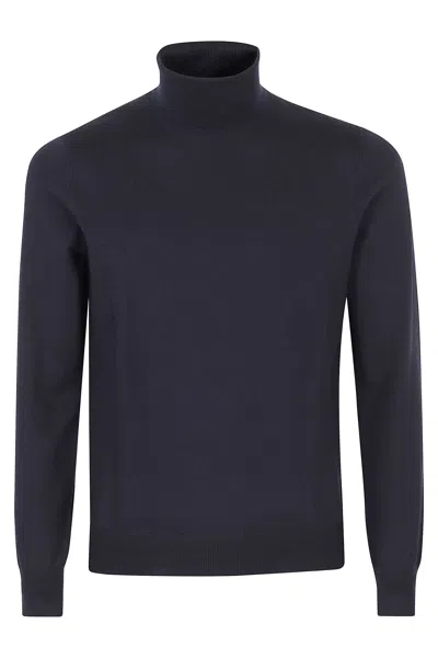 Tagliatore Blue Miles High Neck Merino Wool Sweater In Black
