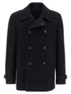 Tagliatore Navy Blue Double-breasted Coat In Blue