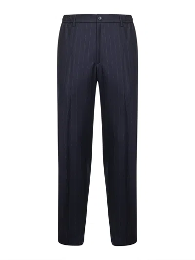 Tagliatore Pinstripe-print Elasticated-waist Trousers In Blue